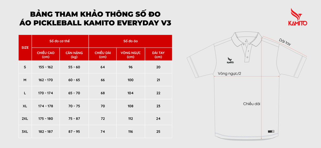 Áo Thể Thao Kamito Everyday V3 chính hãng, thoáng mát