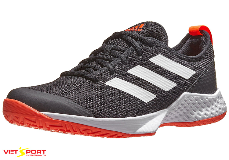 Giày Tennis Adidas court control Black/ White/ Solar Red