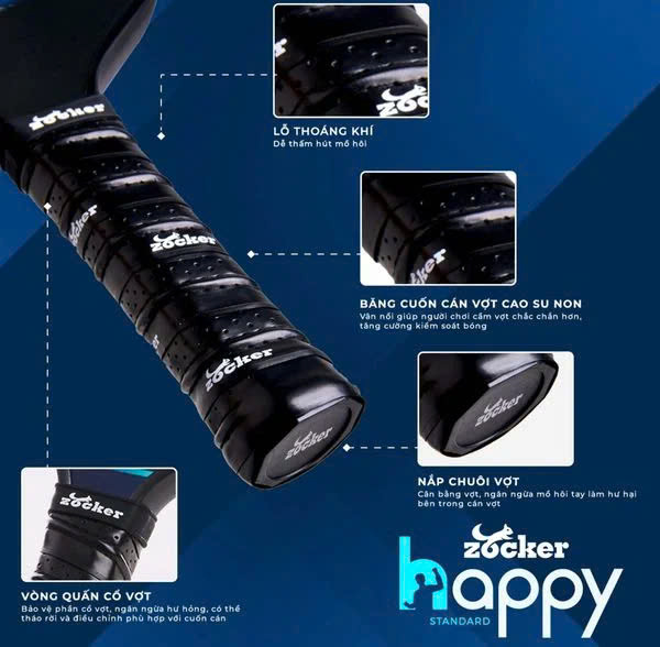 Vợt Pickleball Zocker Happy HP1 Thunder Black