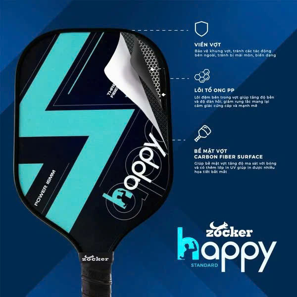 Vợt Pickleball Zocker Happy HP1 Thunder Black