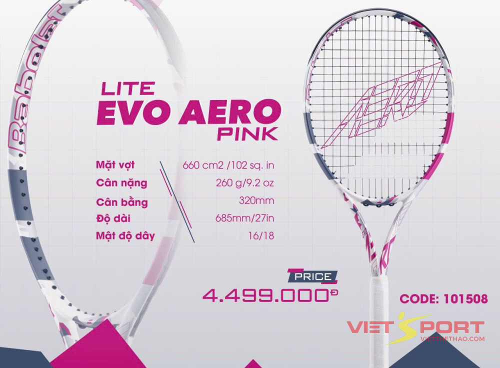 Vợt Tennis Babolat Lite Evo Aero Hồng 260G