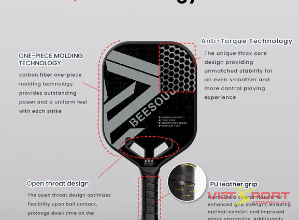 Vợt Pickleball BeeSoul PowerStrike Supreme FS3