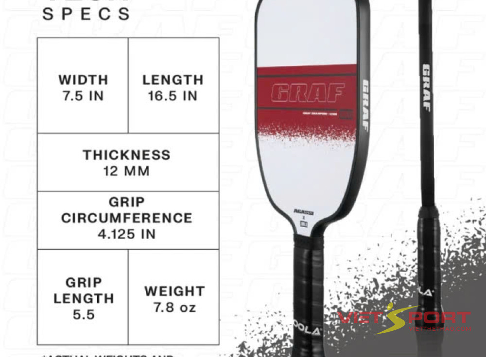 Vợt pickleball Joola Graf Champion 12mm Trắng