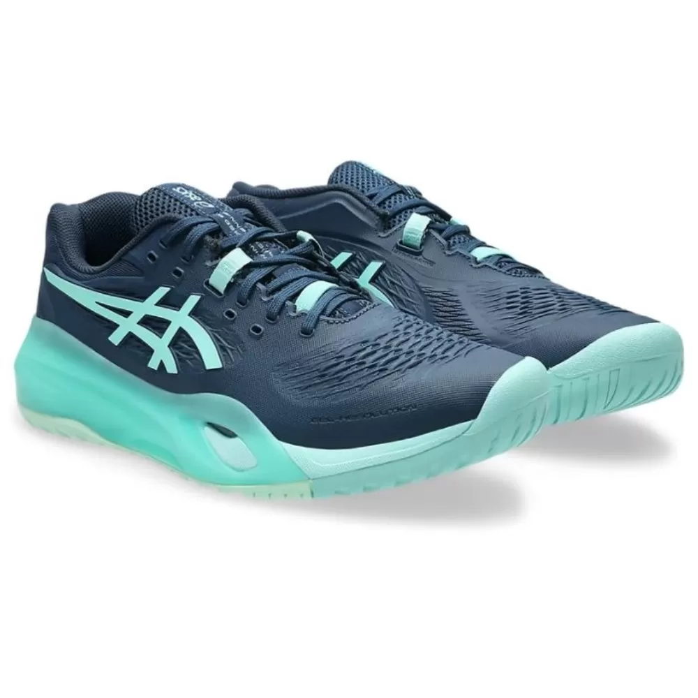 Giày Tennis Pickleball Asics Gel Resolution X 1041A481-404 Navy/Xanh Ngọc